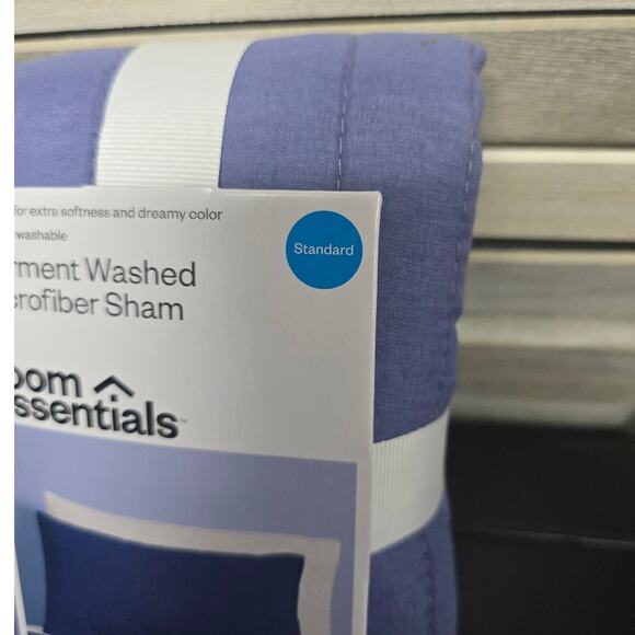 Garment Washed Microfiber Quilt Sham Blue | Room Essentials | Standard - Picture 3 of 5